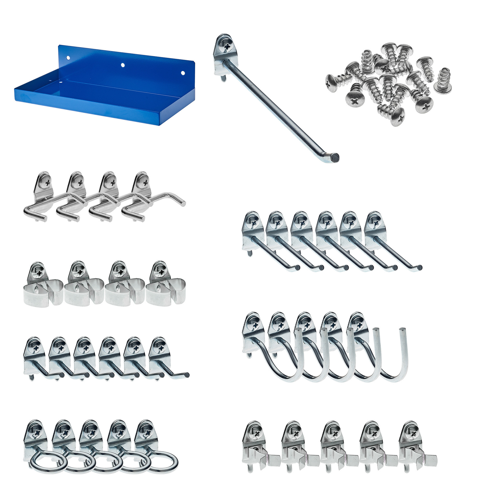 Triton Products DuraHook Steel Locking Pegboard Shelf and Hooks, 12in.W x 6in.D, Blue, Model# 76126-36